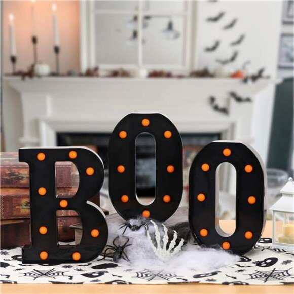 Halloween Decorations-3 LED Marquee Light up Letters "BOO" Sign Halloween Decor - Picture 5 of 7
